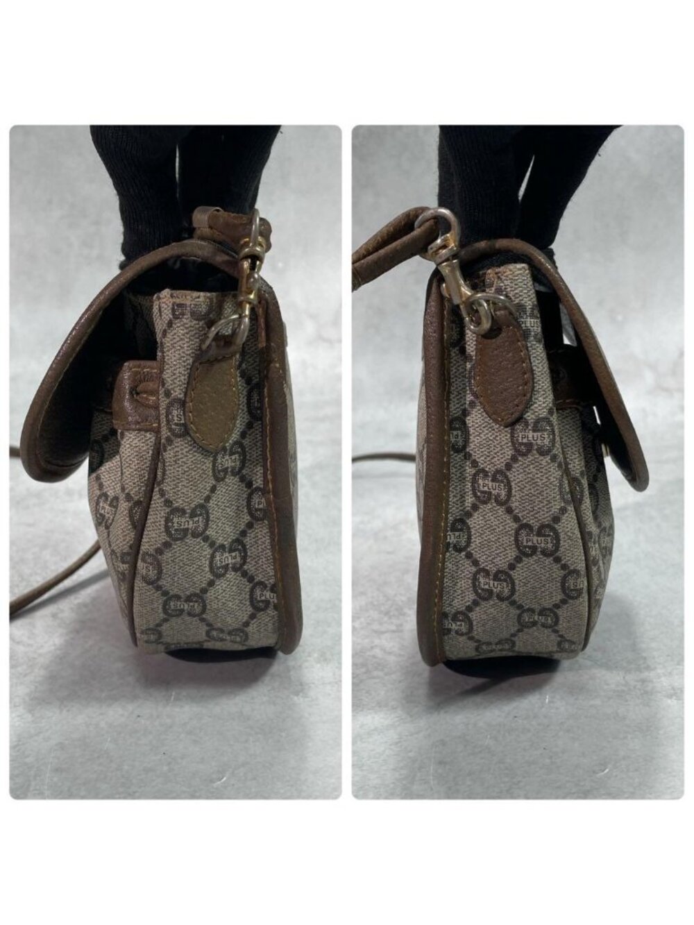 Gucci GG Shoulder Bag Brown Beige Leather - Picture 7 of 10